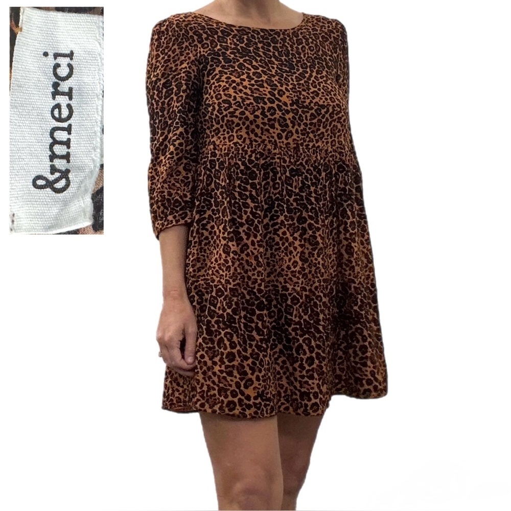 &Merci Leopard Print Babydoll Dress Size Small